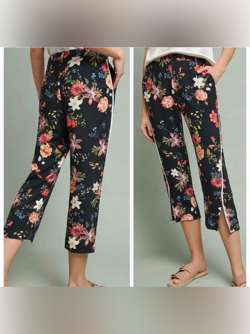 Farm Rio Floral Cropped Pants 
 Multi Botanical Print Viscose Size S